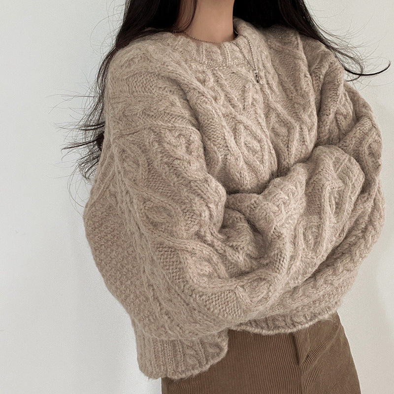 Vintage Cable Knit Cropped Sweater