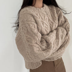 Vintage Cable Knit Cropped Sweater