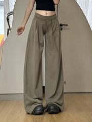 High-Waist Drawstring Wide-Leg Casual Pants – Loose Fit Trousers