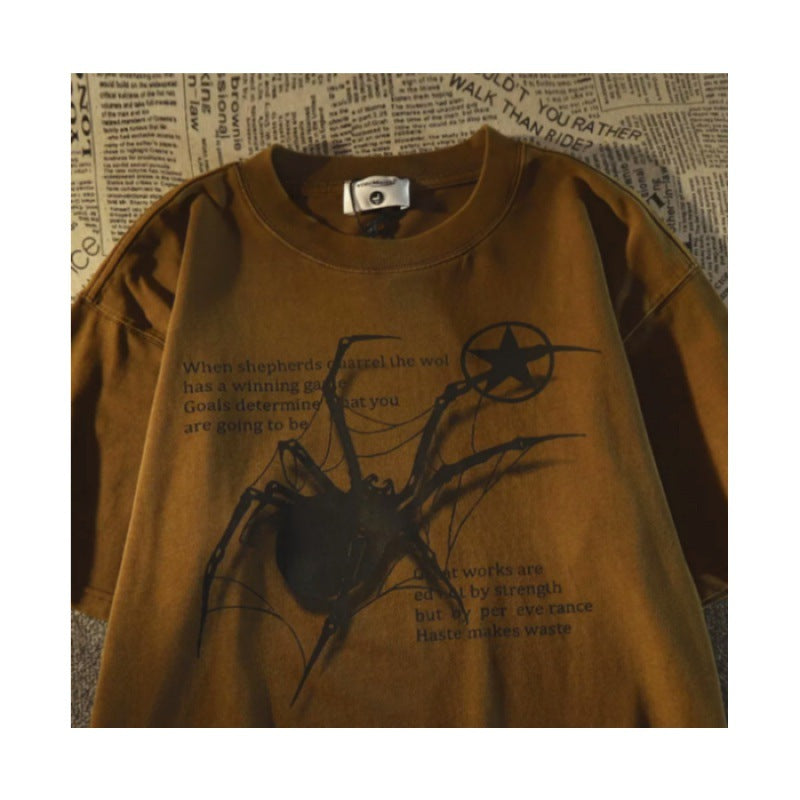 Spider Print Oversized Short Sleeve Tee