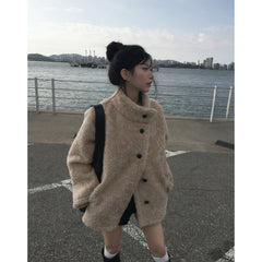 French Retro Fur Collar Warm Coat
