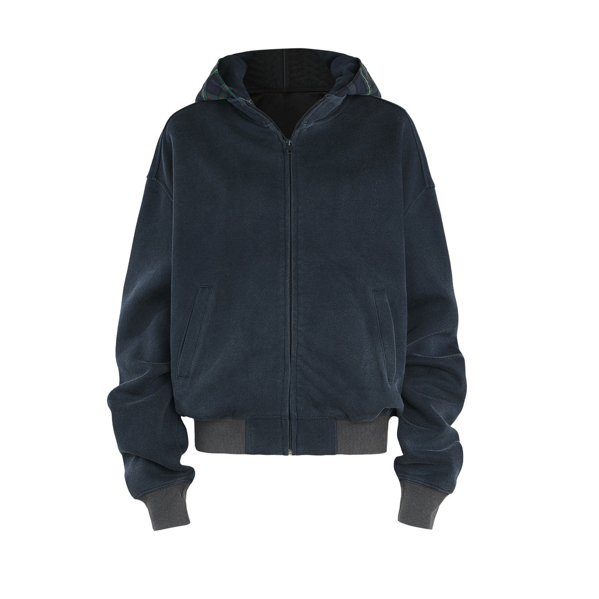 Faux Two-Piece Hooded Zip-Up Sweatshirt Streetwear Cardigan
