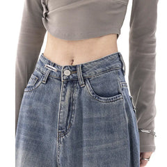 90s Washed High Waist Boyfriend Jeans - fairypeony