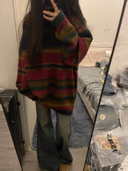 Vintage Round Neck 90s Striped Sweater