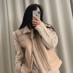 Vintage Pu Leather Zip Up Sleeveless Jacket