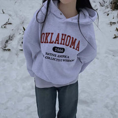 Vintage Letter Embroidered Pullover Hoodie