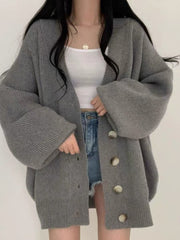 Knitted Cardigan Jacket V-Neck Sweater for Women