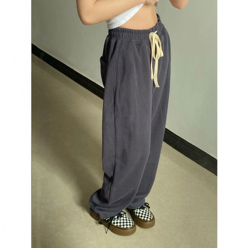 Simple Solid Color Baggy Sweatpants - fairypeony