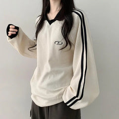 Polo Collar Embroidered Waffle Sweatshirts