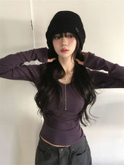 Womens V Neck Long Sleeve Slim Fit Top Button Detail Moddal Casual Blouse
