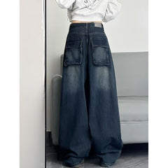 Blue straight-leg jeans