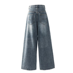 Plus size high-waist wide-leg jeans in vintage blue, product shot