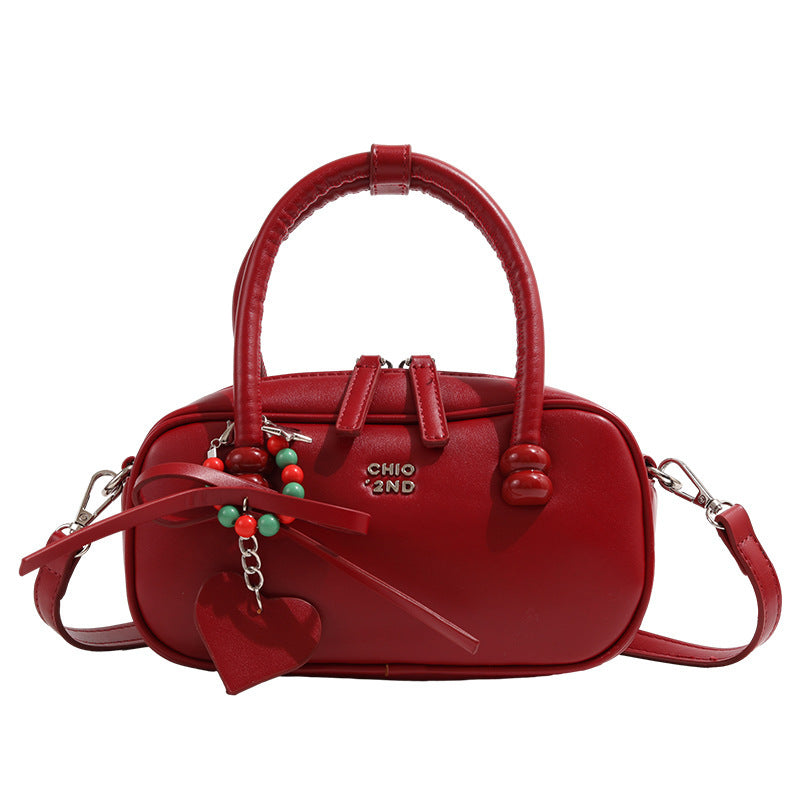 Red Plaid Pillow Portable Shoulder Messenger Bag - fairypeony
