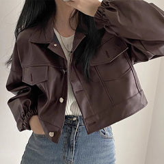 Vintage Versatile PU Leather Jacket