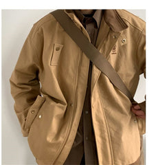 Patchwork Oversized Cargo Zip UP Jacket - fairypeony