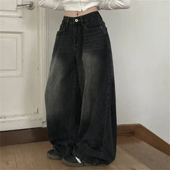 Stretch Washed Denim Wide Leg Pants