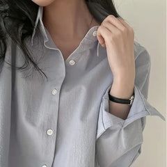 Solid Color Casual Long Sleeve Blouse