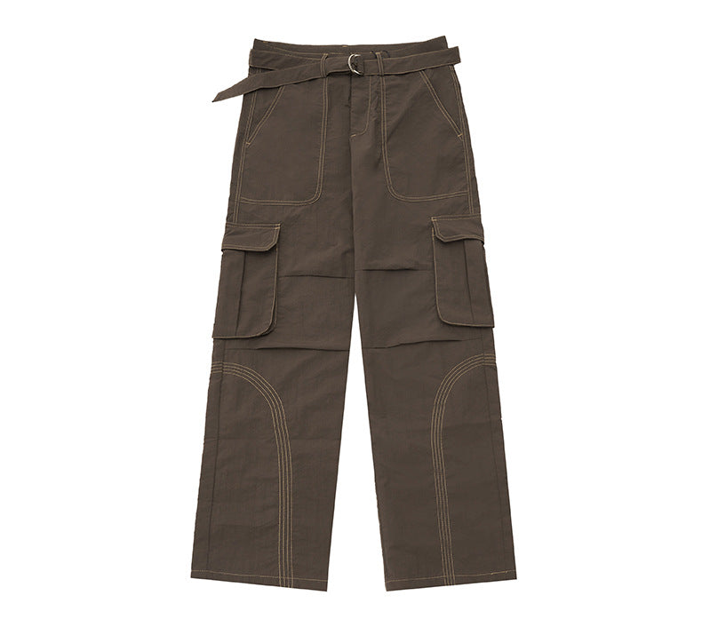 Contrast Stitch Baggy Cargo Pants - fairypeony