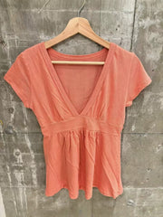 Womens Casual V-neck Cotton T-shirt