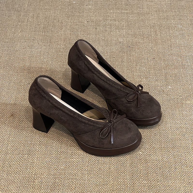 Retro Buckle Heeled Mary Jane Shoes - fairypeony