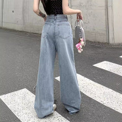 Denim Bow High Waist Wide Leg Jeans