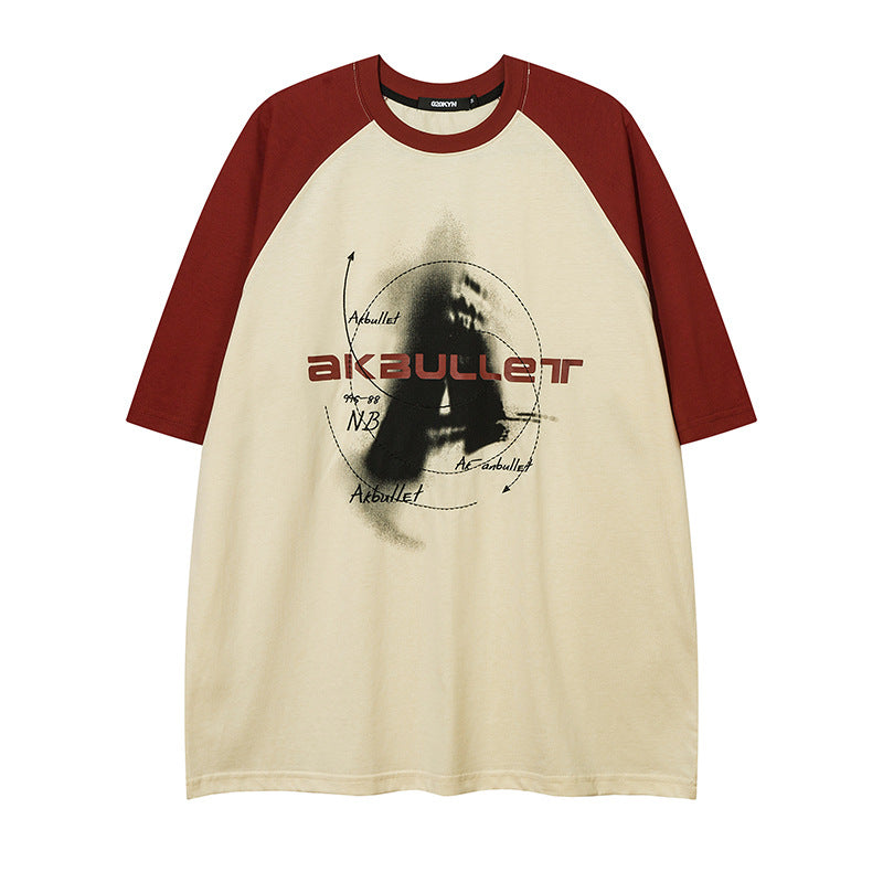 Vintage Print Raglan Short Sleeve Tee