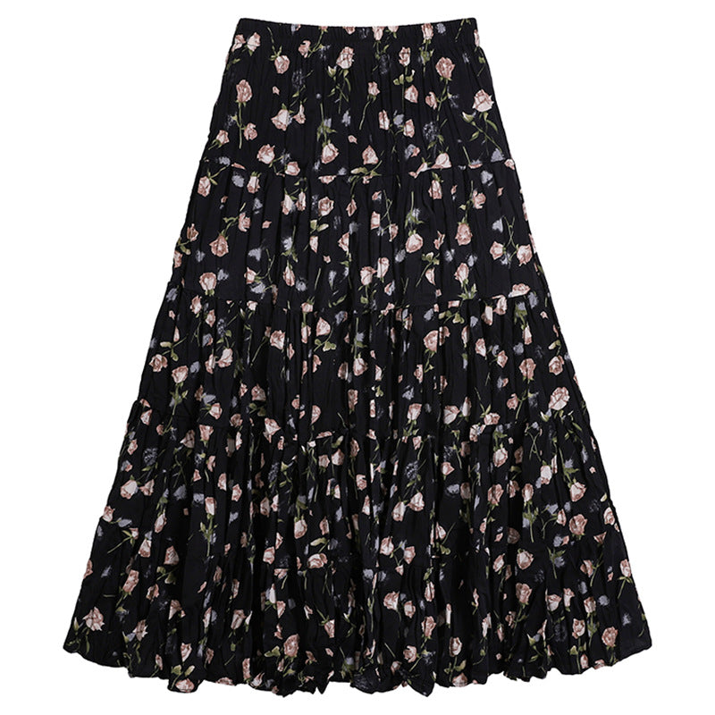 Casual Floral Umbrella Maxi Skirt - fairypeony