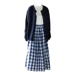 Preppy Plaid Skirt Three-piece Set