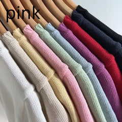 V-neck Solid Color Short Sleeve Knitted Tee