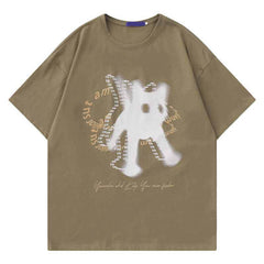 Kitten Print Letter Oversized T-shirt