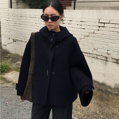 Korean Style Hooded Woolen Jacket