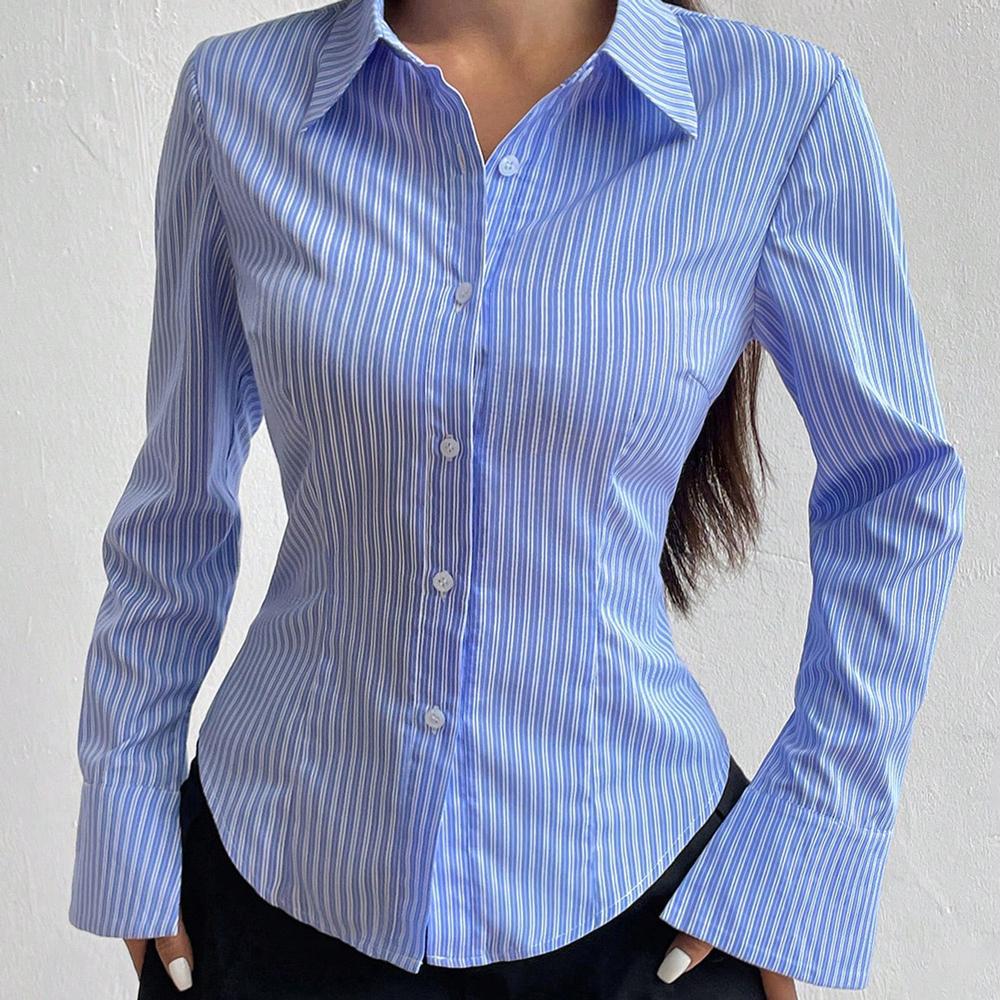 Vintage Striped Flare long sleeve Blouse