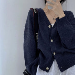 Solid Color V-Neck Oversized Old Money Cardigan