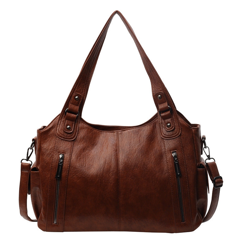 Vintage Pu Leather Larger Capacity Shoulder Bag - fairypeony