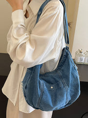 Vintage Washed Denim Crossbody Bag