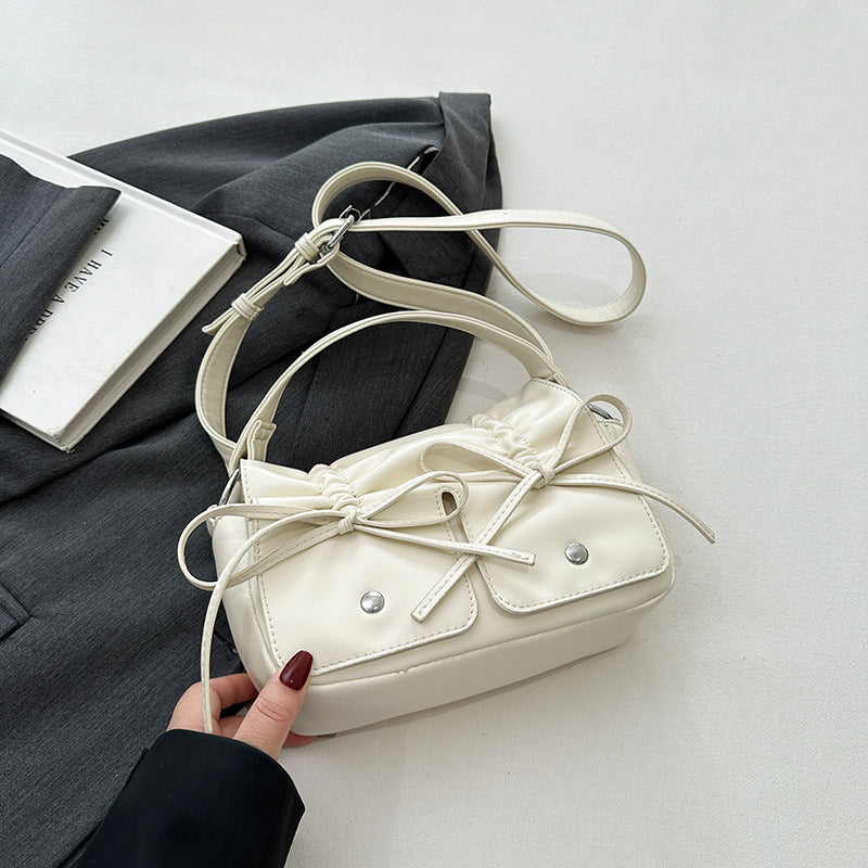 The Rosette Ribbon Leather Shoulder Bag - fairypeony