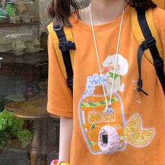 Aesthetic Cartoon Print Oversized T-shirt - fairypeony