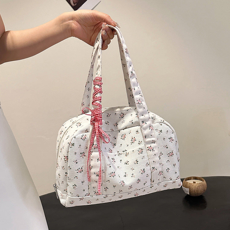 Aesthetic Floral Print Large Capacity Shoulder Bag