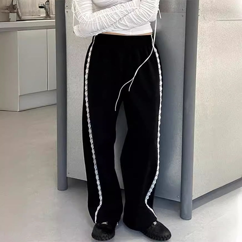 Aesthetic Lace Detail Baggy Sweatpants