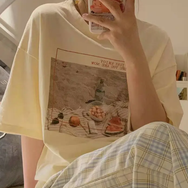 Aesthetic Print Oversized T-shirt - fairypeony