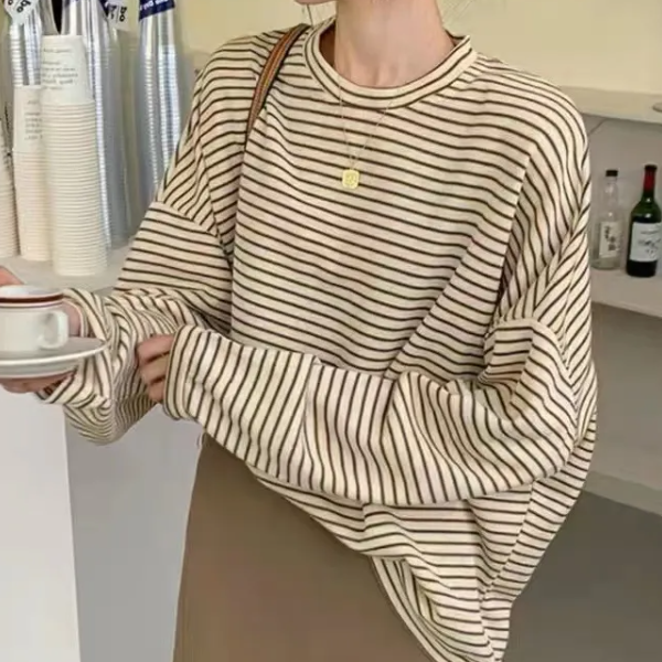 Aesthetic Striped Oversized Long Sleeve Tee