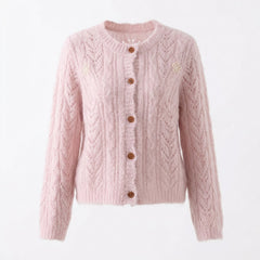 Aesthetic Flowers Details Knit Cardigan