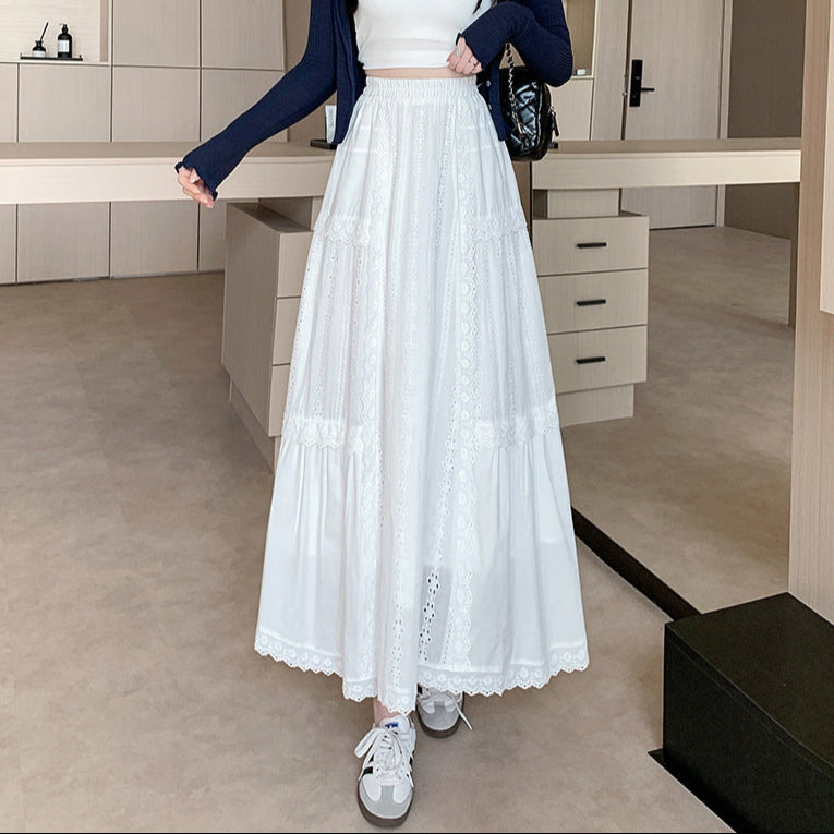 Aesthetic Lace Patchwork Maxi Skirt