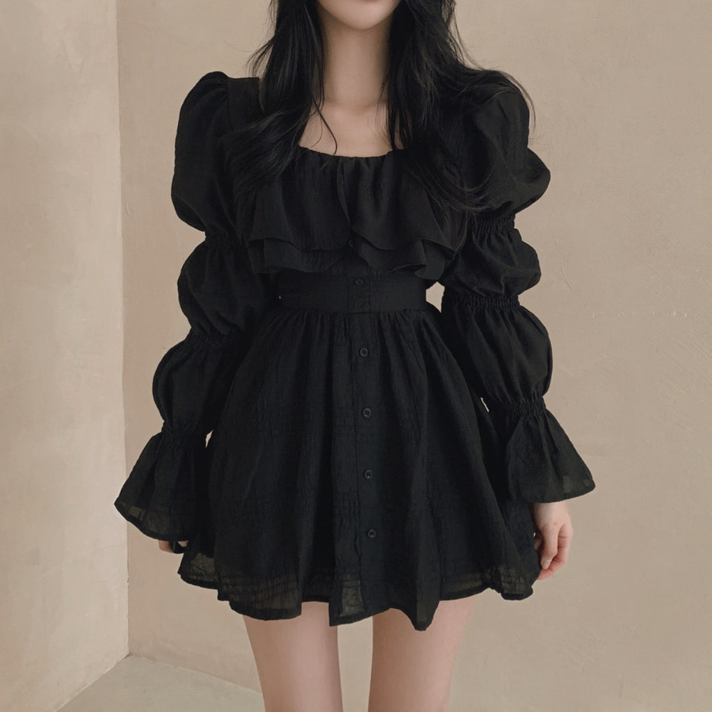 Aesthetic Ruffled Square Neck Mini Dress