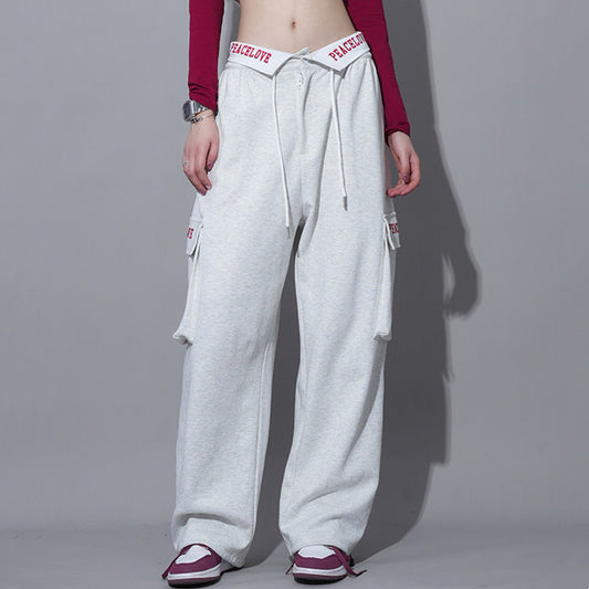 Alphabet Turned Waist Sweatpants - fairypeony