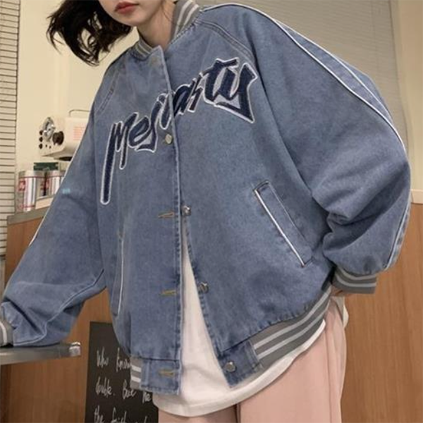 American Style Print Denim Jacket - fairypeony