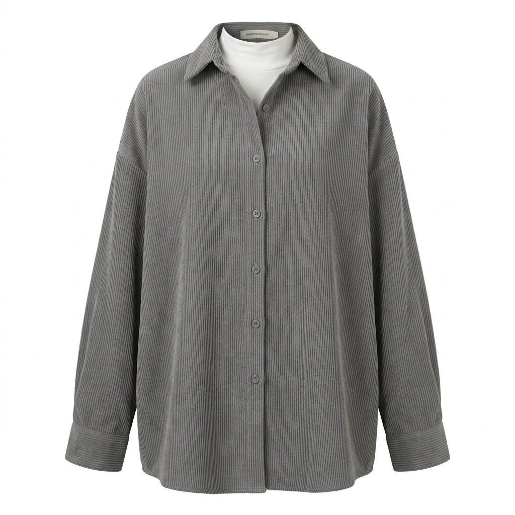 Vintage Rib Long Sleeve Loose Blouse