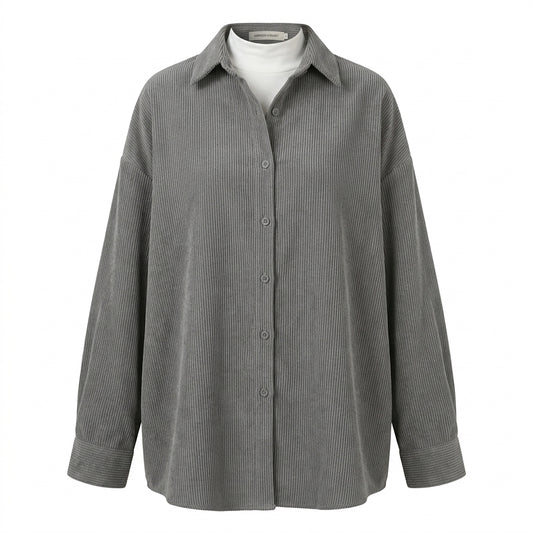Vintage Rib Long Sleeve Loose Blouse