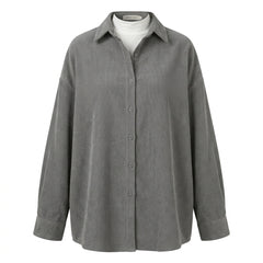 Vintage Rib Long Sleeve Loose Blouse