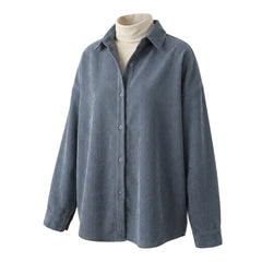Vintage Rib Long Sleeve Loose Blouse